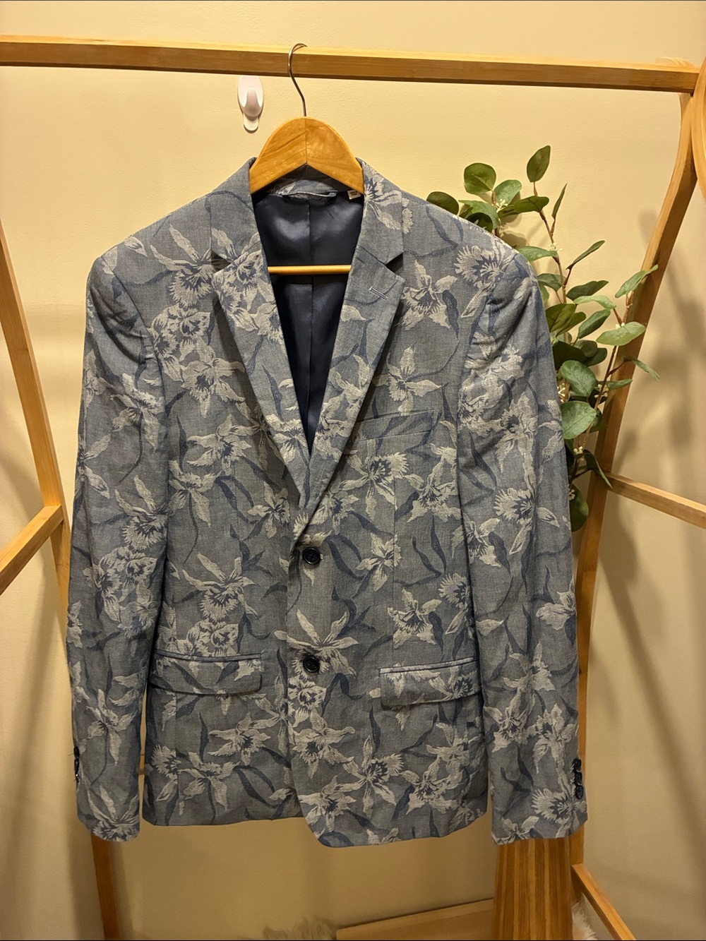 Ben Sherman Blue Floral Blazer - Light and Navy Mix